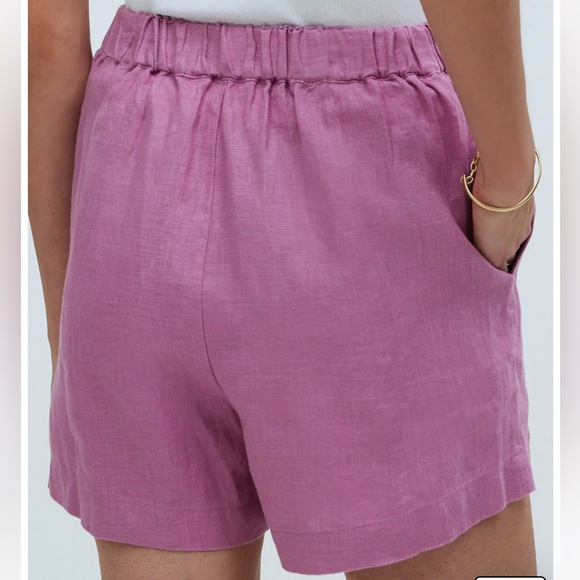 NWT Madewell Clean Linen Pull-On Shorts Women’s Small Shaded Pink Lightweight - Picture 3 of 11